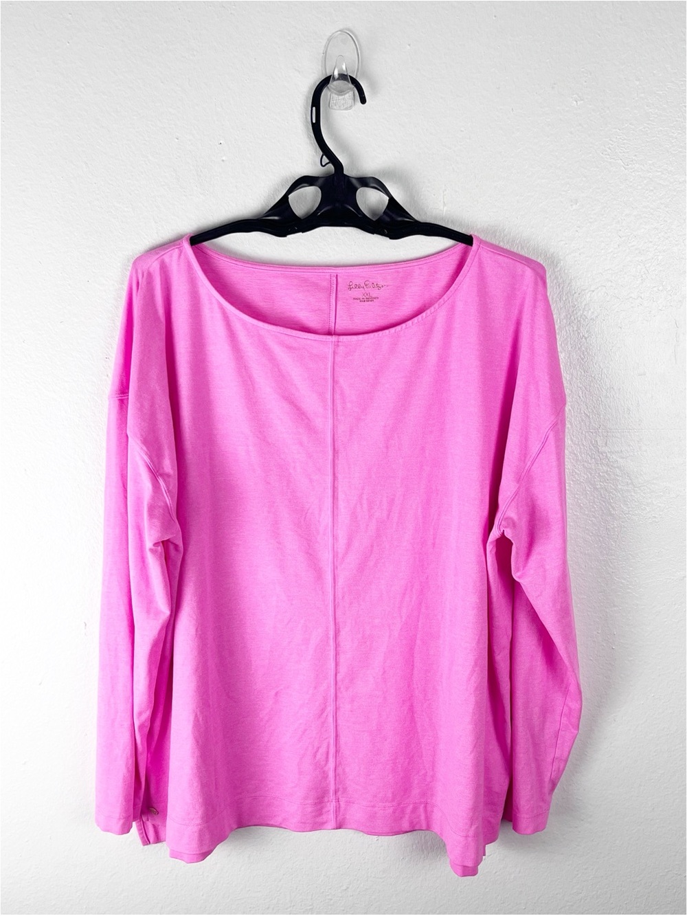 LILLY PULITZER Karessa Heathered Pink Long Sleeves SPF Top Size XXL Preppy